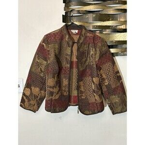 Vintage Preswick And Moore Tapestry Blazer Jacket Zip Womens Petite 1XP Boho A8